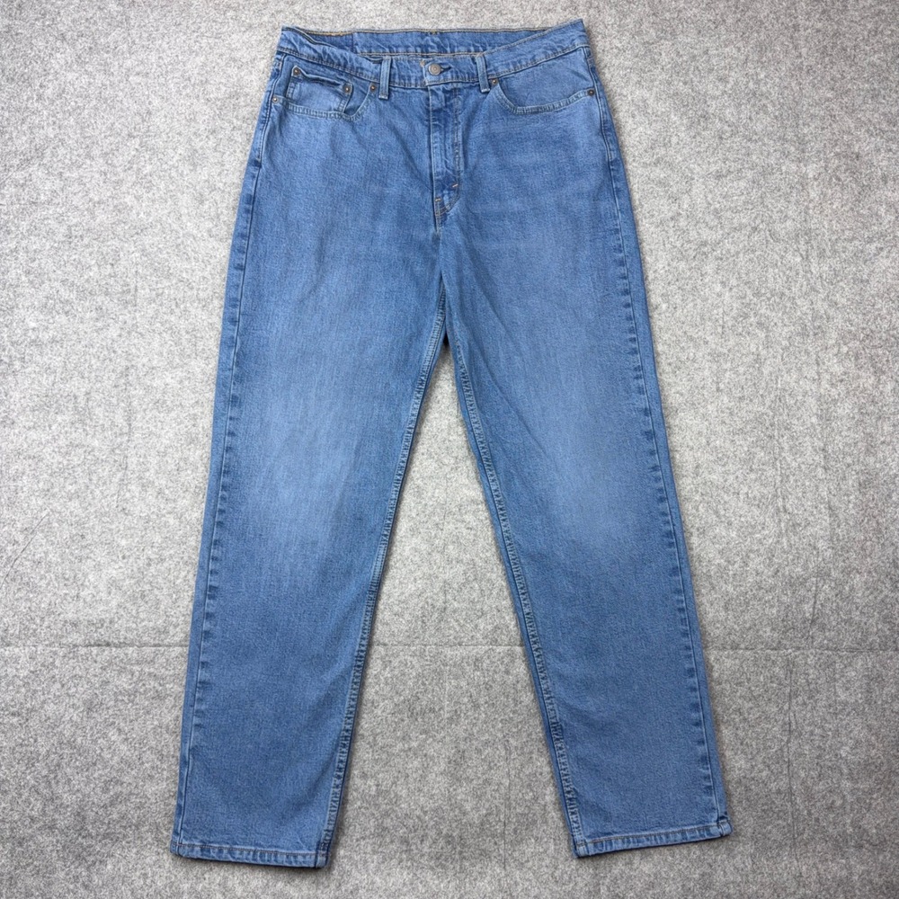 Levi's Jeans Mens 36x34 Blue 505 Regular Fit Straight Leg Stretch Denim Classic
